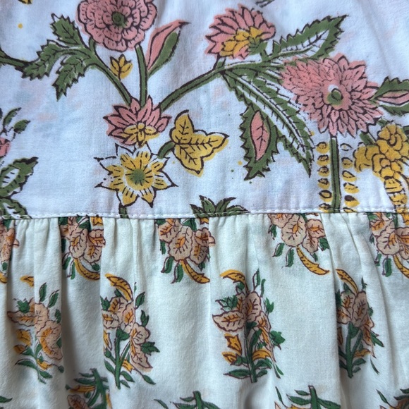 NWOT Sue Sautor Hamilton Floral Kaftan Dress Sherbert tiered maxi. Large - Picture 9 of 11